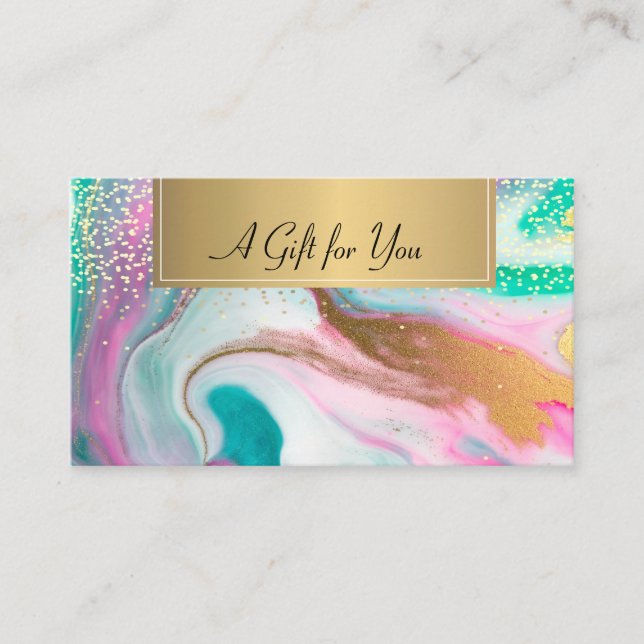 Trendy Cool Colorful Gold Marbella Confetti Rabattkarte (Vorderseite)