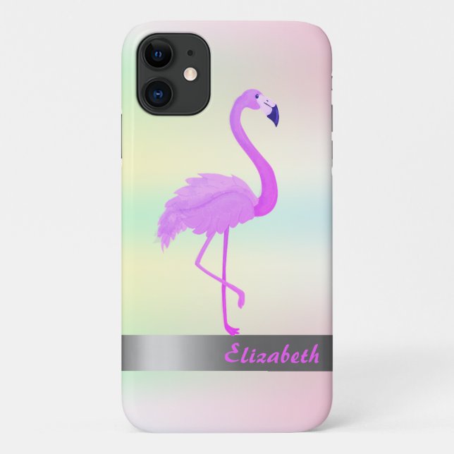 Trendy Cool Flamingo Holographic Iridescent Case-Mate iPhone Hülle (Rückseite)