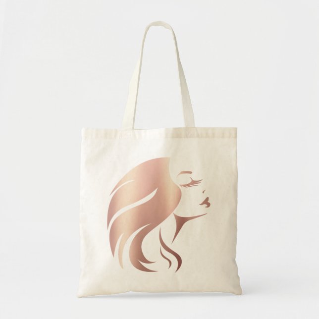 Trendy Cool Girl Face Silhouette Tragetasche (Vorne)