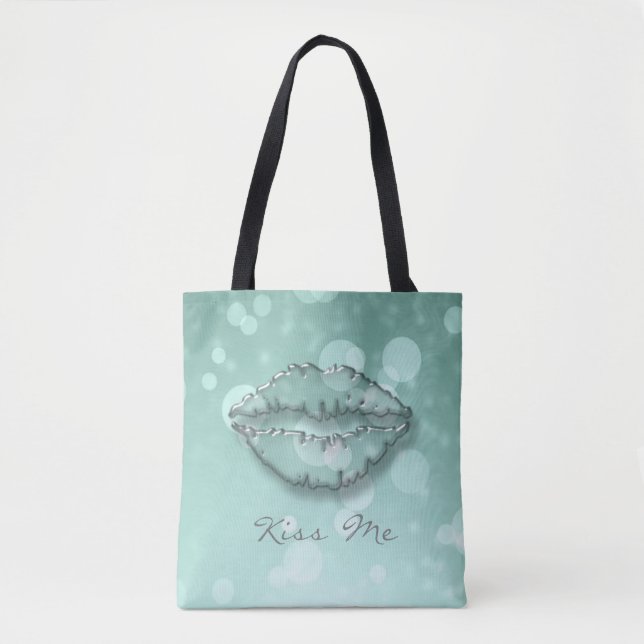 Trendy Cool Girly, Bokeh, Lips, Kiss Me Tasche (Vorderseite)