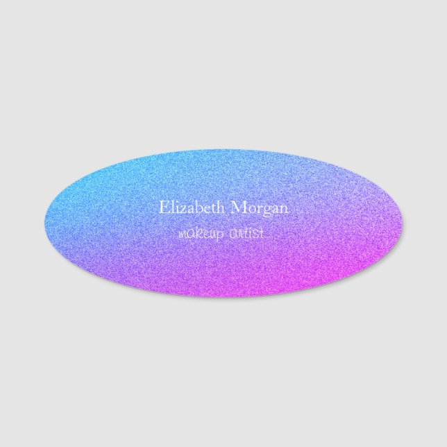 Trendy Cool Glitzer Ombre Namensschild (Vorderseite)