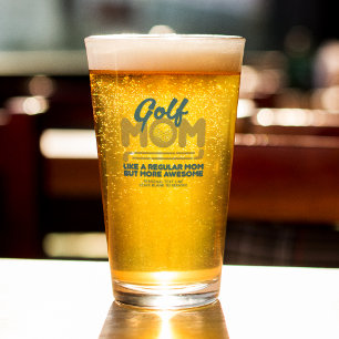 Trendy Cool "GOLF MAMA" Blauer Typografie Pint Glas