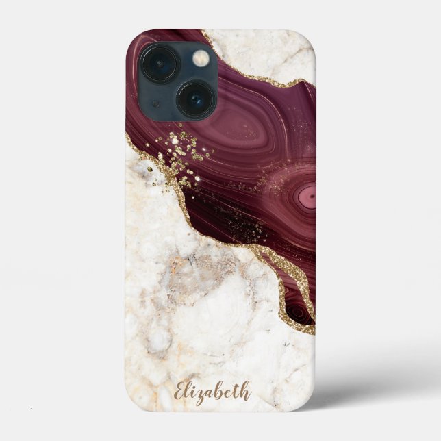 Trendy Cool Marble, Burgund Gold Case-Mate iPhone Hülle (Rückseite)