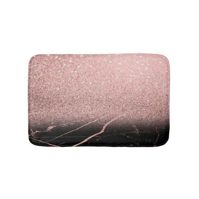 Trendy Cool Marble Stone, Rose Gold Glitzer Badematte (Vorderseite)