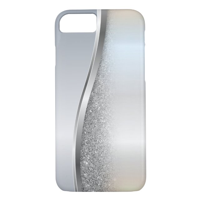 Trendy Cool Silver Glitzer - Personalisiert Case-Mate iPhone Hülle (Rückseite)