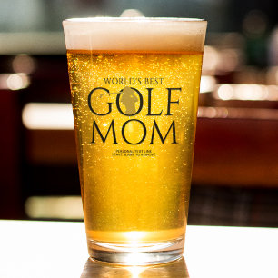 Trendy Cool "Weltbeste GOLF-MAMA" Gold Pint Glas