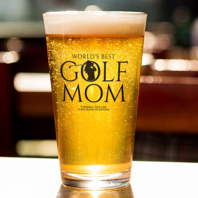 Trendy Cool "WORLD'S BEST GOLF MAMA" Pint Glas (Von Creator hochgeladen)