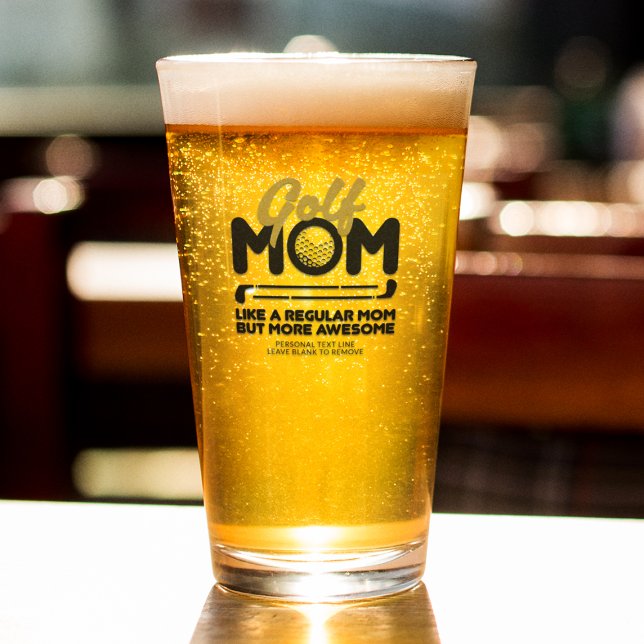 Trendy Coole "GOLF MAMA" Goldtypografie Pint Glas (Von Creator hochgeladen)
