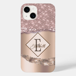Trendy Copper Diamonds Monogram Case-Mate iPhone 14 Hülle