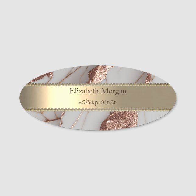 Trendy Copper Glitzer Marble Gold Namensschild (Vorderseite)