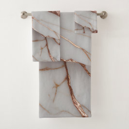 Trendy Copper Glitzer Marmor Badhandtuch Set
