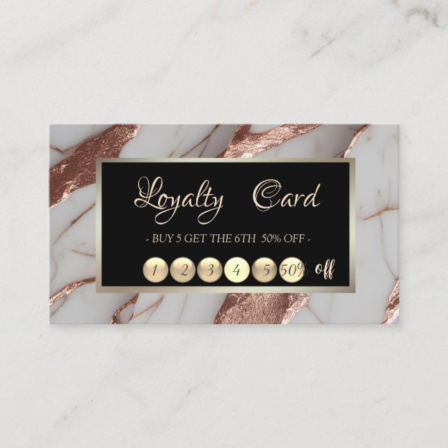 Trendy Copper Glitzer Marmor Treuekarte (Vorderseite)
