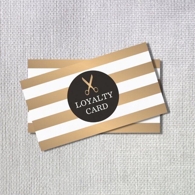 Trendy Copper Striped Gray Hair Salon Loyalty Card Treuekarte (Von Creator hochgeladen)