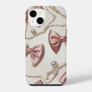 Trendy Coquette Ästhetik Rosa Schleifen & Perlen T iPhone 14 Hülle