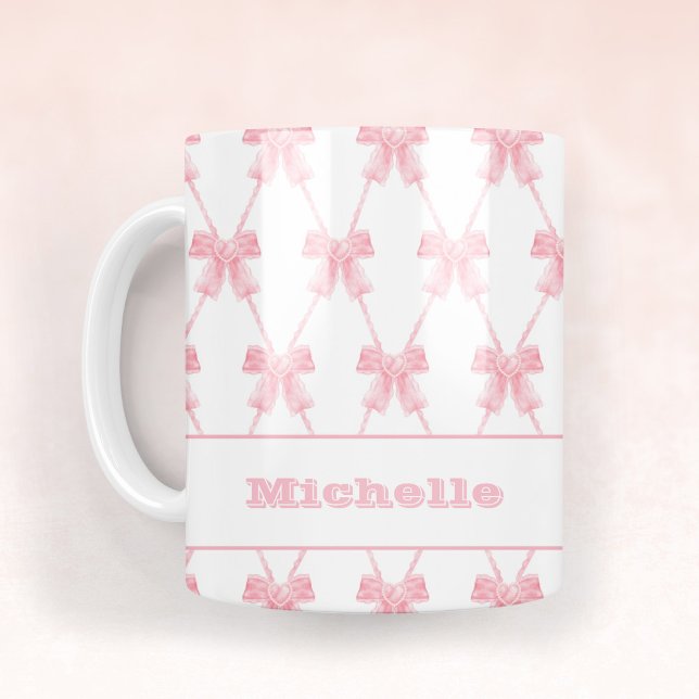 Trendy Coquette Bridesmaid Pink Bow Kaffeetasse (Trendy Coquette Pink Bow Coffee Mug)