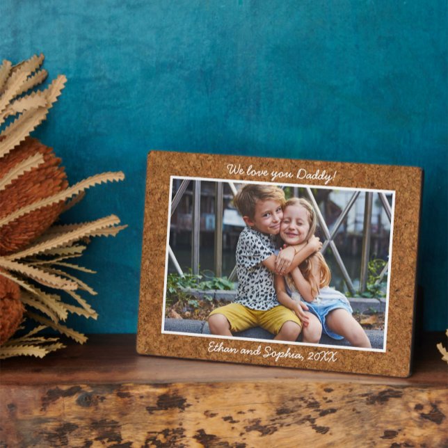 Trendy Cork Personalisiert Name Foto Plaque Fotoplatte (Easily personalize this photo plaque with your message and image for a unique, special gift)