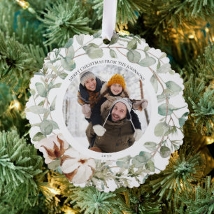 Trendy Cotton Winter Frohe Weihnachts Foto Wreath Ornament Karte