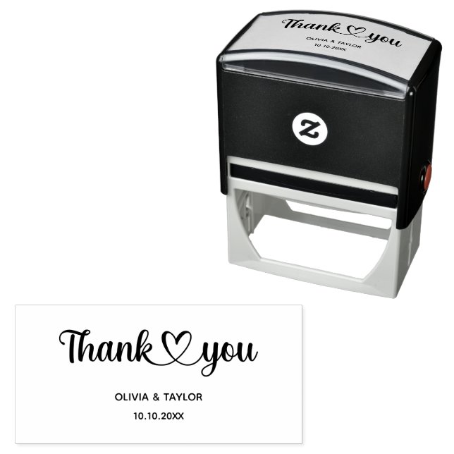 Trendy Couple Name Typografy Text Vielen Dank Permastempel (Beispiel)