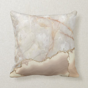 Trendy Cream Marble Stone Texture Gold Touch Kissen