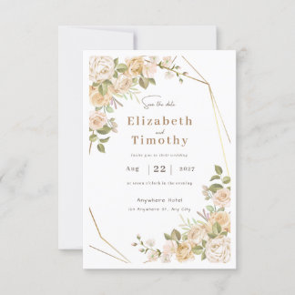Trendy Cream Save the Date Hochzeit Einladung
