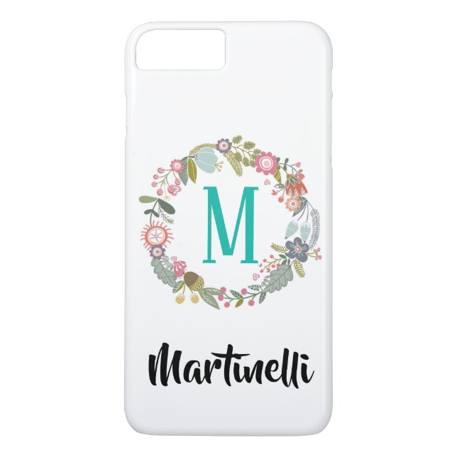 Trendy Custom Monogram Floral Wreath Case-Mate iPhone Hülle (Rückseite)