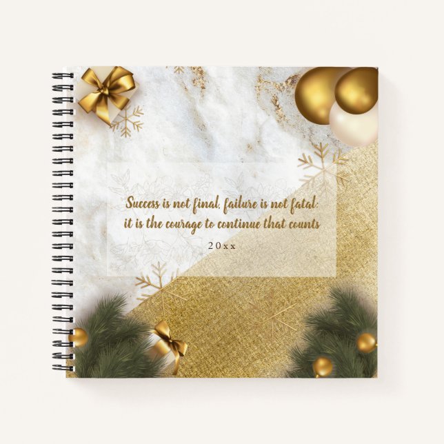 Trendy Custom Motivierend Quote Green Gold Marmor Notizbuch (Vorderseite)