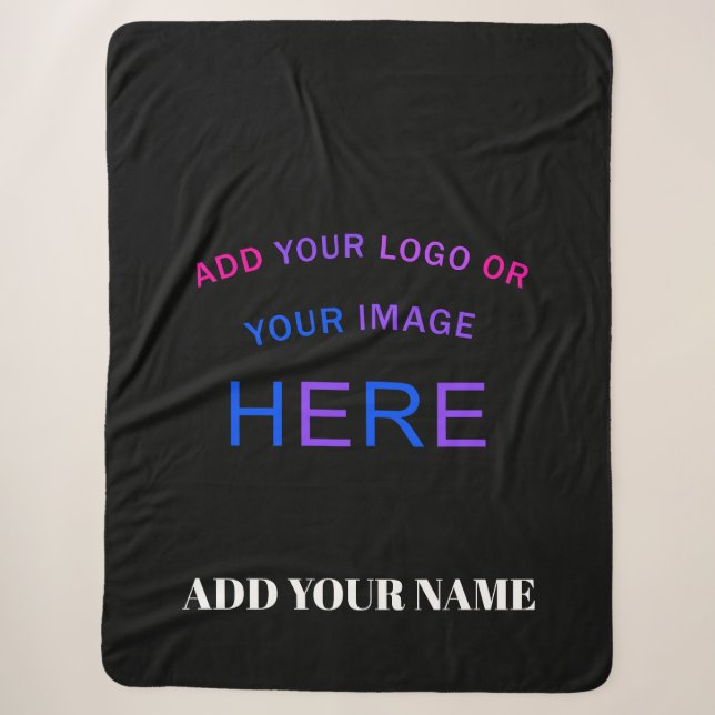 Trendy Customizable Personalisiert Branding Black Sherpadecke (Vorderseite)
