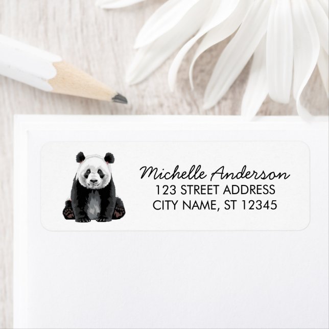 Trendy Cute Panda Bear Return Address   (Insitu)
