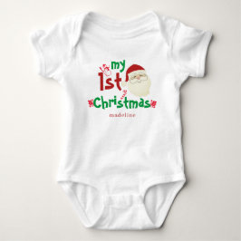 Trendy Cute Santa Claus My First Christmas Newborn Baby Strampler