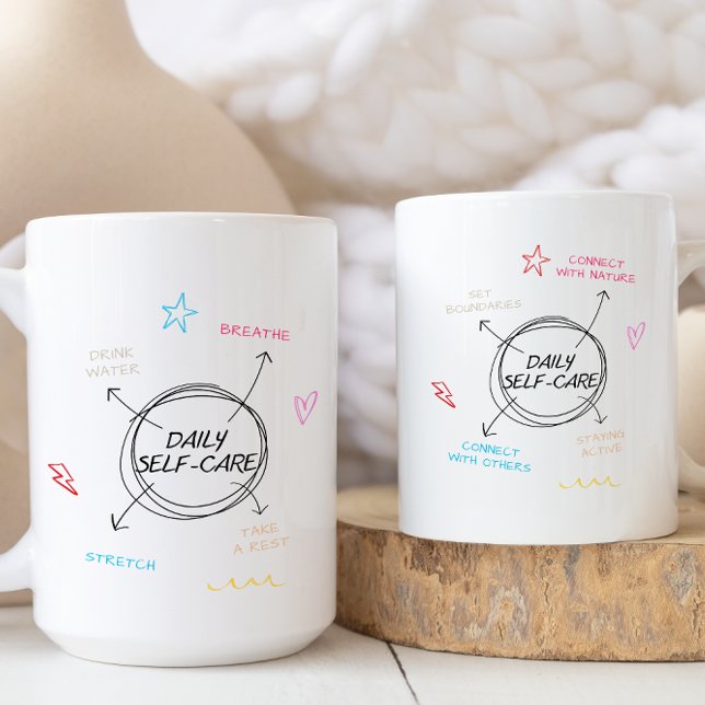 Trendy Daily Self-Care Gewohnheiten Motivierend Kaffeetasse (Von Creator hochgeladen)