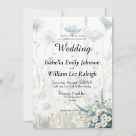 Trendy Daisies & Faded Denim Country Wedding Einladung