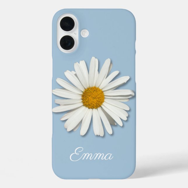 Trendy Daisy Blume Blossom - Blauer Mode iPhone 16 Plus Hülle (Rückseite)