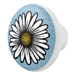 Trendy Daisy Blume - Denim Hippie Floral Fashion Keramikknauf