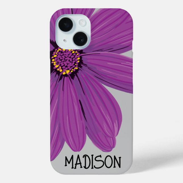 Trendy Daisy Floral Abbildung Custom name Case-Mate iPhone Hülle (Rückseite)