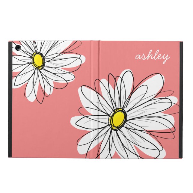 Trendy Daisy Floral Illustration - Korallen & Gelb (Vorderseite)