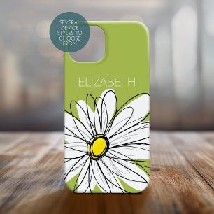 Trendy Daisy Floral Illustration Limette grün gel Case-Mate iPhone Hülle