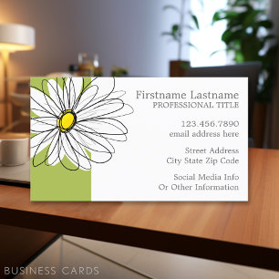 Trendy Daisy Floral Illustration - Limon und gelb Visitenkarte