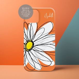 Trendy Daisy Floral Illustration - orange-gelb title_seo2
