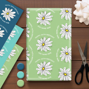Trendy Daisy Happy Birthday Farbige Blume Geschenkpapier Set