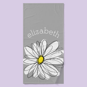 Trendy Daisy mit grau und gelb Badehandtuch