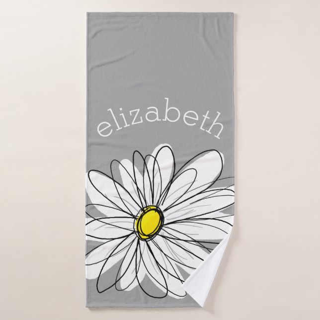 Trendy Daisy mit grau und gelb Badehandtuch (Badehandtuch)