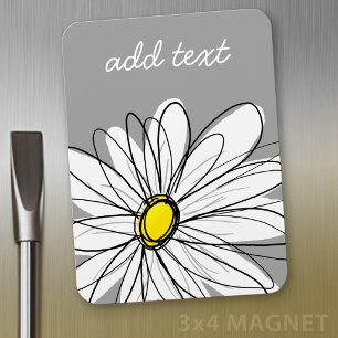 Trendy Daisy mit grau und gelb Magnet