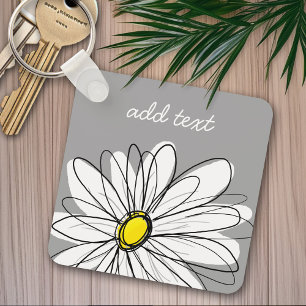 Trendy Daisy mit grau und gelb Schlüsselanhänger