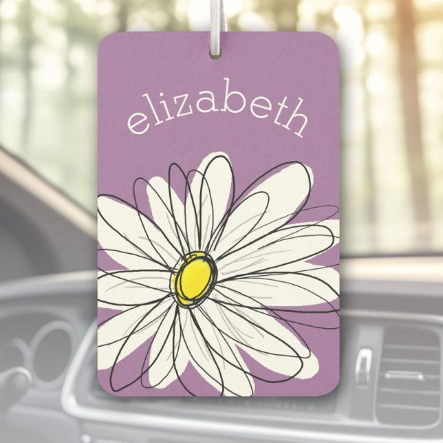 Trendy Daisy mit Lilac und gelb Autolufterfrischer (Personalized Car Air Freshener)
