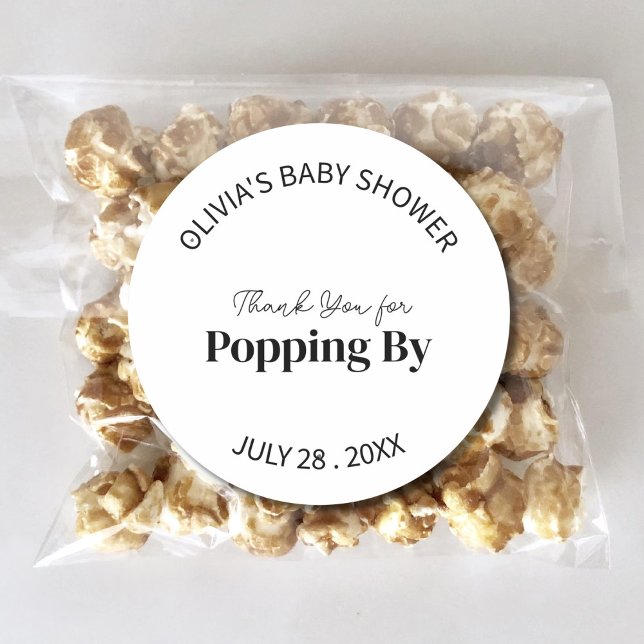 Trendy Danke, dass Sie Popping by Baby Brautparty Runder Aufkleber (Von Creator hochgeladen)
