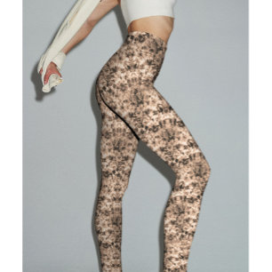 Trendy Dark Beige Ombre Gefärbte Krawatte Shibori Leggings
