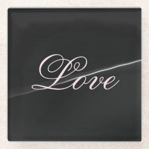 Trendy Dark Gray Wave Liebe Wedding Calligraphy Glasuntersetzer