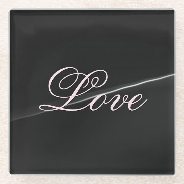 Trendy Dark Gray Wave Liebe Wedding Calligraphy Glasuntersetzer (Vorderseite)