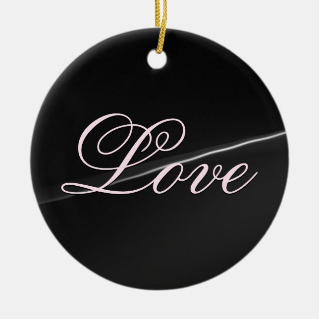 Trendy Dark Gray Wave Liebe Wedding Calligraphy Keramik Ornament (Vorne)