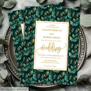 Trendy Dark Green Gold Eucalyptus Wedding Invites Einladung